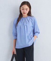 green label relaxing（グリーンレーベルリラクシング）の「ネック ギャザー 袖タック ブラウス -マシンウォッシャブル・接触冷感-（シャツ/ブラウス）」