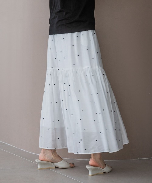 新品♡ モリス＆コー生地使用♡ ローン アービュタス ベージュ ギャザースカート ◇【無理せずキレイ/ロングシーズン活躍】女性らしく上品な
