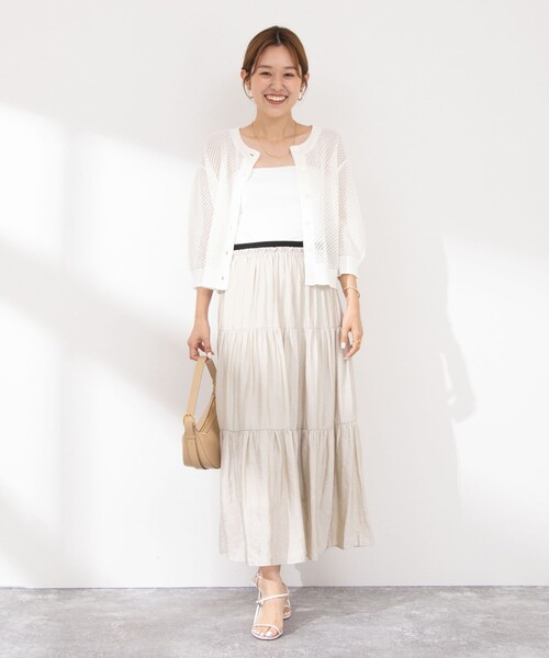 NOLLEY’S(ノーリーズ)の「ウォッシャブル割繊ティアードスカート(スカート・レディース・ベージュ/ベビーピンク/ネイビー・2/1)」の12枚目の写真