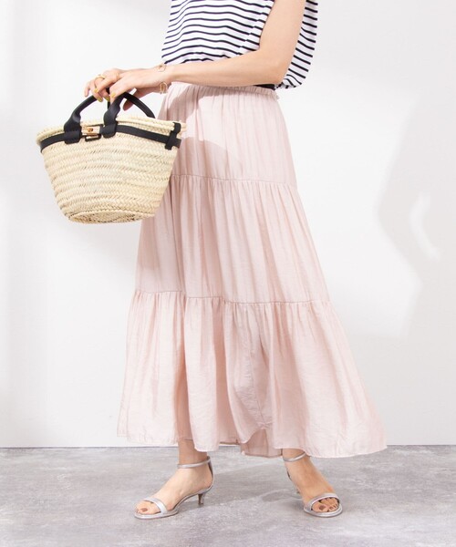 NOLLEY’S(ノーリーズ)の「ウォッシャブル割繊ティアードスカート(スカート・レディース・ベージュ/ベビーピンク/ネイビー・2/1)」の15枚目の写真