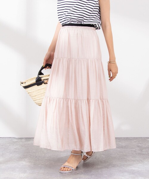 NOLLEY’S(ノーリーズ)の「ウォッシャブル割繊ティアードスカート(スカート・レディース・ベージュ/ベビーピンク/ネイビー・2/1)」の21枚目の写真