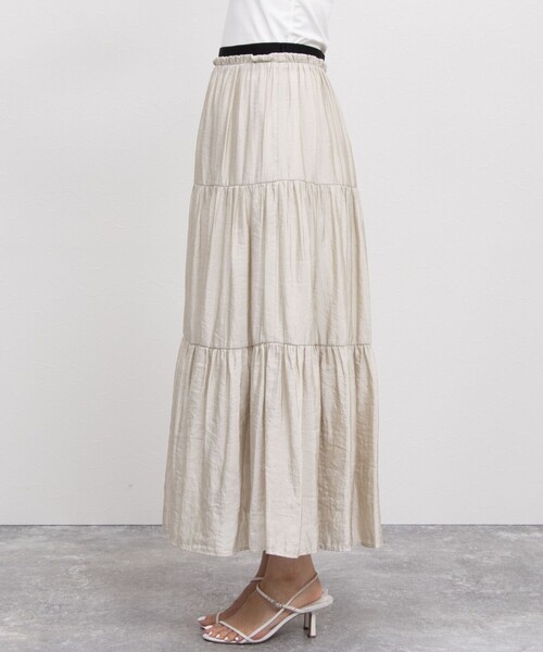 NOLLEY’S(ノーリーズ)の「ウォッシャブル割繊ティアードスカート(スカート・レディース・ベージュ/ベビーピンク/ネイビー・2/1)」の5枚目の写真