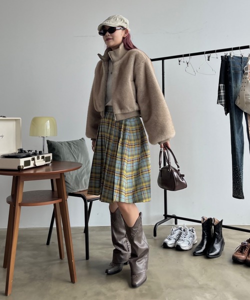 SHAGGIE（シャギー）の「プリーツミディチェック柄スカート（スカート・レディース・パープル/イエロー・FREE）」の10枚目の写真