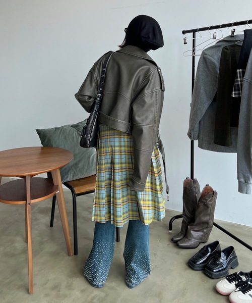 SHAGGIE（シャギー）の「プリーツミディチェック柄スカート（スカート・レディース・パープル/イエロー・FREE）」の15枚目の写真