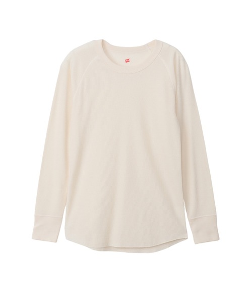 HANES(ヘインズ)の「【Hanes/ヘインズ】レディース クルーネック(Tシャツ/カットソー・レディース・ブラック/オフホワイト/ヘザーグレー/ダークネイビー・FREE)」の2枚目の写真