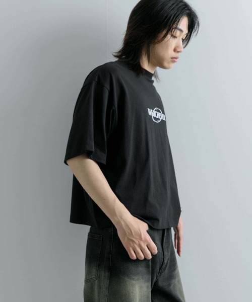 セール】ロゴグラフィックボクシーTシャツ(5分袖)（Tシャツ/カットソー