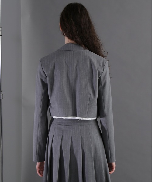 CREOLME スーチングクロップドジャケット グレー セール】(CREOLME)スーチングクロップドジャケット（テーラード