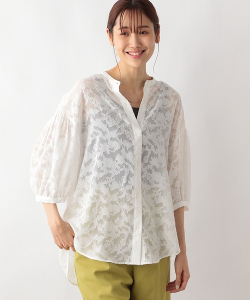 GLOBAL WORK（グローバルワーク）の「ジャガードブラウス/125537（シャツ/ブラウス・レディース・ブラック/グレイッシュベージュ/オフホワイト・FREE）」の8枚目の写真