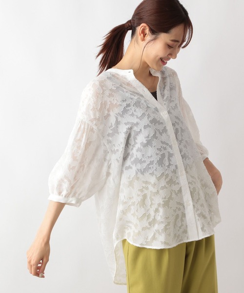 GLOBAL WORK（グローバルワーク）の「ジャガードブラウス/125537（シャツ/ブラウス・レディース・ブラック/グレイッシュベージュ/オフホワイト・FREE）」の7枚目の写真