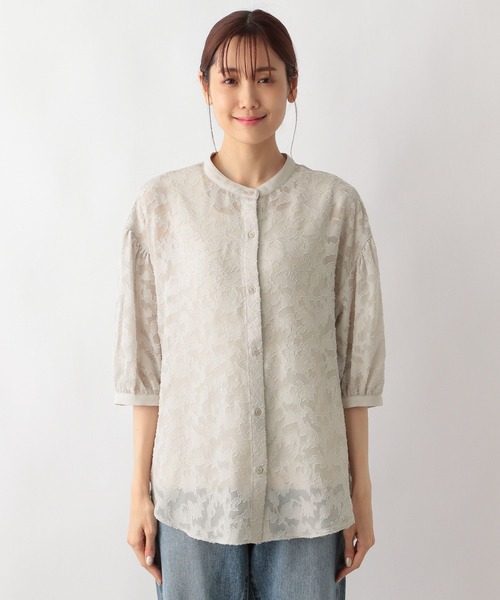 GLOBAL WORK（グローバルワーク）の「ジャガードブラウス/125537（シャツ/ブラウス・レディース・ブラック/グレイッシュベージュ/オフホワイト・FREE）」の21枚目の写真