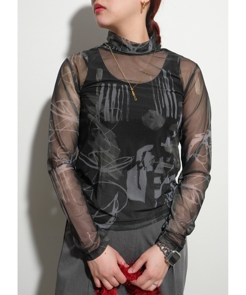 オリジナル柄シアーTOPS（Tシャツ/カットソー）｜Palm Riche（ポームリシュ）