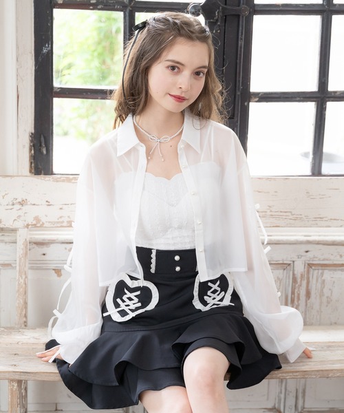 rosy monster♡オールマイティブラウス♡ホワイト MA*RS】レース付きボレロ風ブラウス - ホワイト size-F | 地雷系・量産
