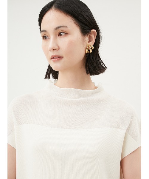 24SS✨ミラオーウェン　シアーハイネックストレートニットワンピース Mila Owen（ミラオーウェン）の「シアーハイネックストレート