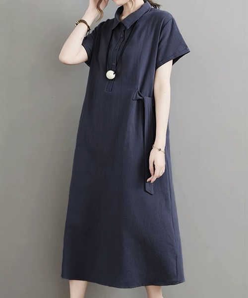 Amulet（アミュレット）の「サイドリボンシャツワンピース（ワンピース・レディース・ブラック/カーキ/ネイビー・XL/L/M）」の16枚目の写真