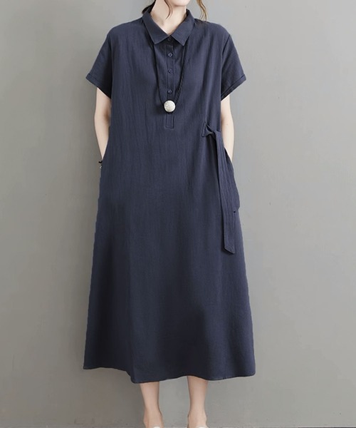 Amulet（アミュレット）の「サイドリボンシャツワンピース（ワンピース・レディース・ブラック/カーキ/ネイビー・XL/L/M）」の11枚目の写真