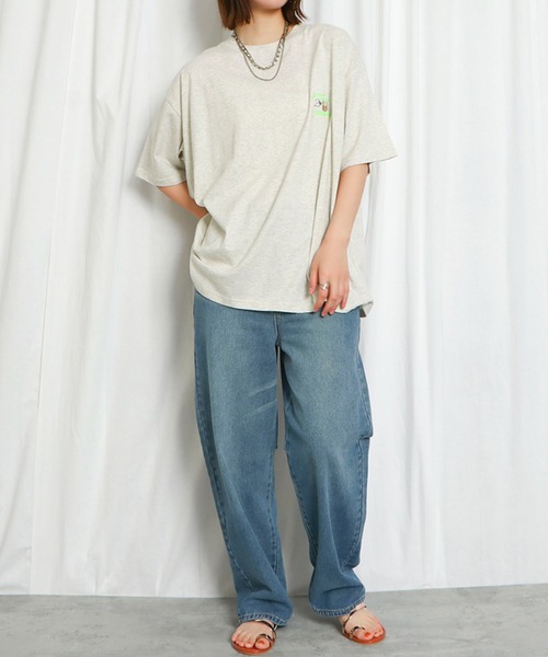 [ミーテファブリカ] カジュアル ドット ラメ 半袖　Tシャツカットソー M セール】シルバーラメプリントクロップド丈半袖Tシャツ（Tシャツ