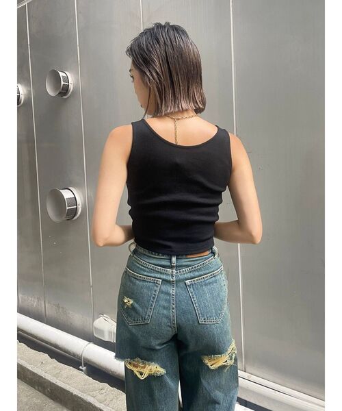 EVRIS（エヴリス）の「ギャザーリボンタンクトップ（タンクトップ・レディース・レッド/ホワイト/ブラック・FREE）」の6枚目の写真