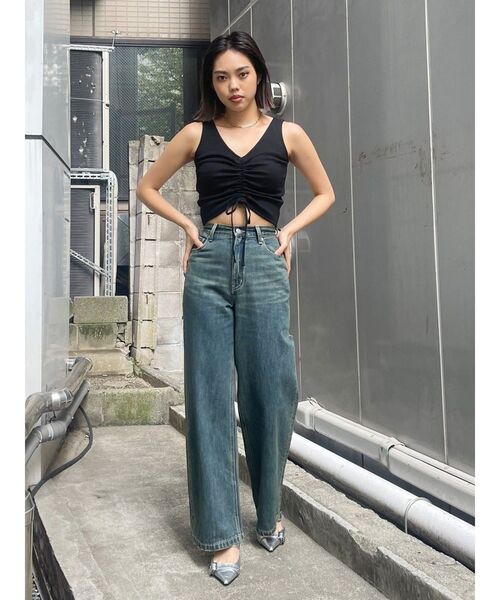 EVRIS（エヴリス）の「ギャザーリボンタンクトップ（タンクトップ・レディース・レッド/ホワイト/ブラック・FREE）」の5枚目の写真