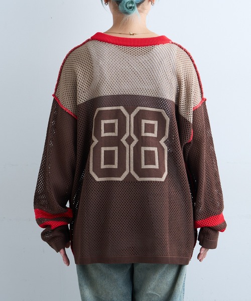 SOUNDSGOOOOD（サウンズグッド）の「【SOUNDS GOOOOD / サウンズグッド】ナンバリングメッシュニット（ニット/セーター・メンズ・ブラウン・ONE SIZE）」の10枚目の写真