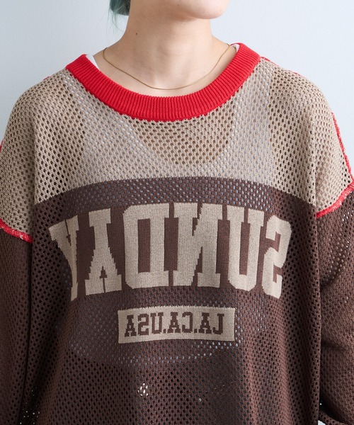 SOUNDSGOOOOD（サウンズグッド）の「【SOUNDS GOOOOD / サウンズグッド】ナンバリングメッシュニット（ニット/セーター・メンズ・ブラウン・ONE SIZE）」の11枚目の写真