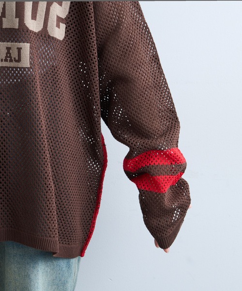 SOUNDSGOOOOD（サウンズグッド）の「【SOUNDS GOOOOD / サウンズグッド】ナンバリングメッシュニット（ニット/セーター・メンズ・ブラウン・ONE SIZE）」の13枚目の写真