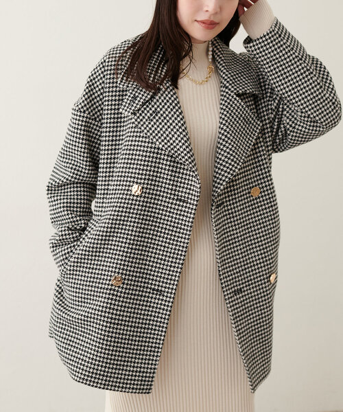 natural couture(ナチュラルクチュール)の「べこべこ金釦2WAYスタンドコート(その他アウター・レディース・チャコールグレー/ライトベージュ/ボルドー/その他1/モカ/ネイビー・MEDIUM/LARGE)」の9枚目の写真