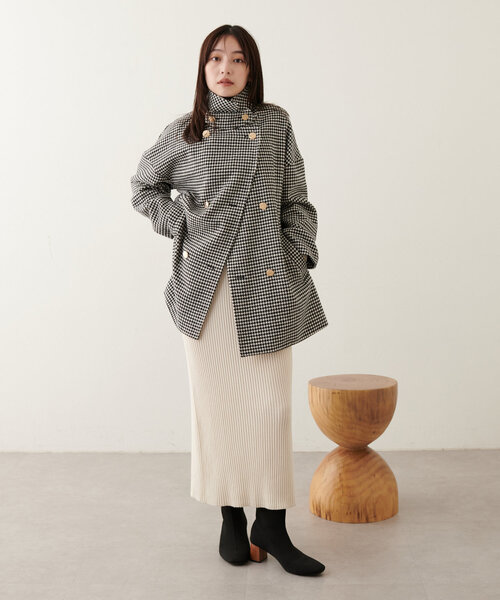 natural couture(ナチュラルクチュール)の「べこべこ金釦2WAYスタンドコート(その他アウター・レディース・チャコールグレー/ライトベージュ/ボルドー/その他1/モカ/ネイビー・MEDIUM/LARGE)」の12枚目の写真