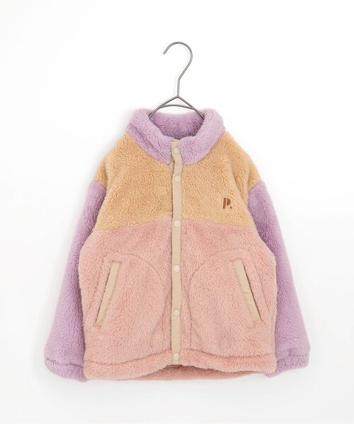 p.premier(ピードットプルミエ)の「カラーブロックファーフリースジャケット(ブルゾン・キッズ・ラベンダー/ブラウン/ブルー/グレー・80/90/100/110/120/130/140)」の4枚目の写真