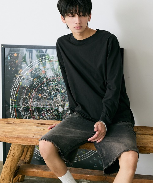 CROSS & STITCH（クロスステッチ）の「▲CROSS&STITCH/クロスアンドステッチ オープンエンド マックスウェイトロングスリーブTシャツ 長袖 ユニセックス（リブ有り）（Tシャツ/カットソー・メンズ・ホワイト/スミクロ/ダークブルー/アッシュ/ダークグリーン/ブラック/ライトベージュ・S/M/XL/L）」の19枚目の写真