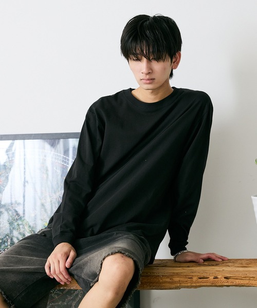 CROSS & STITCH（クロスステッチ）の「▲CROSS&STITCH/クロスアンドステッチ オープンエンド マックスウェイトロングスリーブTシャツ 長袖 ユニセックス（リブ有り）（Tシャツ/カットソー・メンズ・ホワイト/スミクロ/ダークブルー/アッシュ/ダークグリーン/ブラック/ライトベージュ・S/M/XL/L）」の18枚目の写真