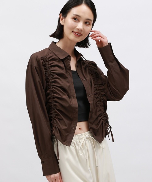 LAKOLE（ラコレ）の「ドロストシャツ長袖 / 142585（シャツ/ブラウス・レディース・ホワイト/ブルー/ピンク/ブラウン・FREE）」の3枚目の写真