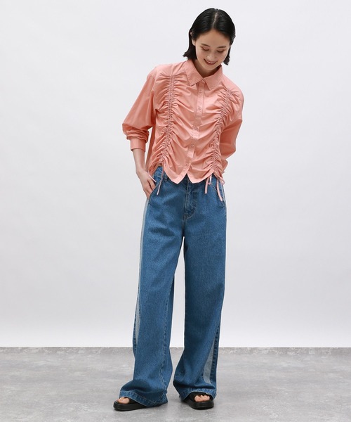 LAKOLE（ラコレ）の「ドロストシャツ長袖 / 142585（シャツ/ブラウス・レディース・ホワイト/ブルー/ピンク/ブラウン・FREE）」の20枚目の写真