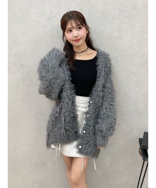 EATME（イートミー）の「シャギールーズニットカーディガン（カーディガン/ボレロ・レディース・グレー/アイボリー/ブラック・FREE）」の7枚目の写真