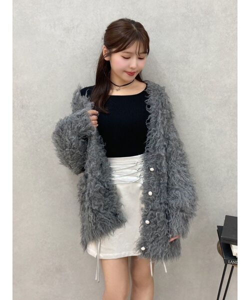 EATME（イートミー）の「シャギールーズニットカーディガン（カーディガン/ボレロ・レディース・グレー/アイボリー/ブラック・FREE）」の9枚目の写真