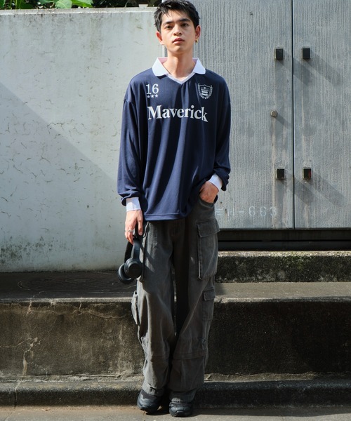 WEGO（ウィゴー）の「WEGO/ドロストゲームロゴロンT（Tシャツ/カットソー・メンズ・ブラック/その他1/ホワイト/ネイビー・LARGE/MEDIUM）」の12枚目の写真