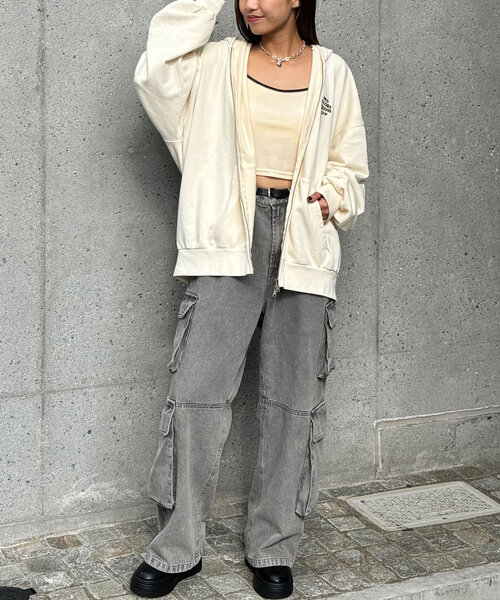 CIAOPANIC（チャオパニック）の「ピグメント刺繍ダブルジップパーカー（パーカー・レディース・レッド/アイボリー/チャコールグレー/グレー・FREE）」の7枚目の写真