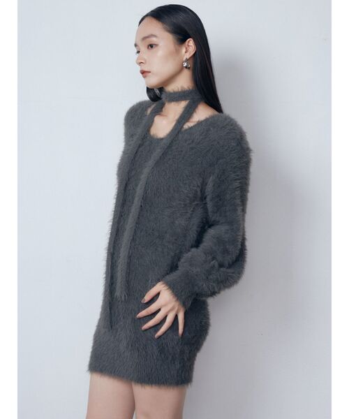 EMODA(エモダ)の「2WAYシャギーミニワンピース(ワンピース・レディース・ブラック/アイボリー/グレー・FREE)」の5枚目の写真