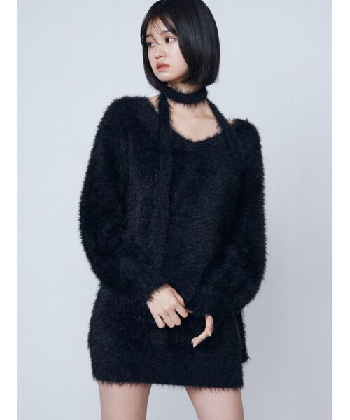 EMODA(エモダ)の「2WAYシャギーミニワンピース(ワンピース・レディース・ブラック/アイボリー/グレー・FREE)」の16枚目の写真