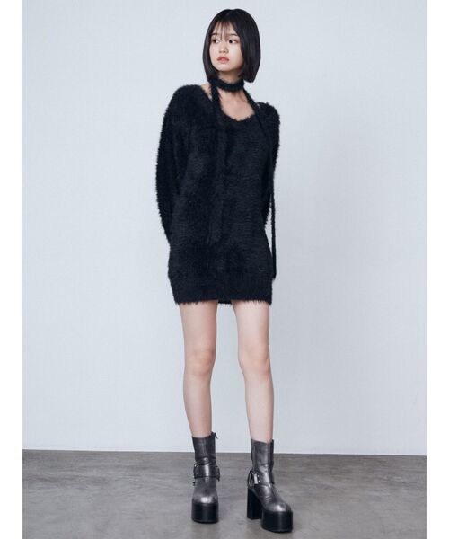 EMODA(エモダ)の「2WAYシャギーミニワンピース(ワンピース・レディース・ブラック/アイボリー/グレー・FREE)」の19枚目の写真