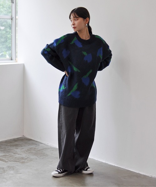 Meli rich(メリーリッチ)の「ニュアンスハート柄ジャガードニットプルオーバー(ニット/セーター・レディース・ネイビー/ライトベージュ/オフホワイト・MEDIUM)」の13枚目の写真