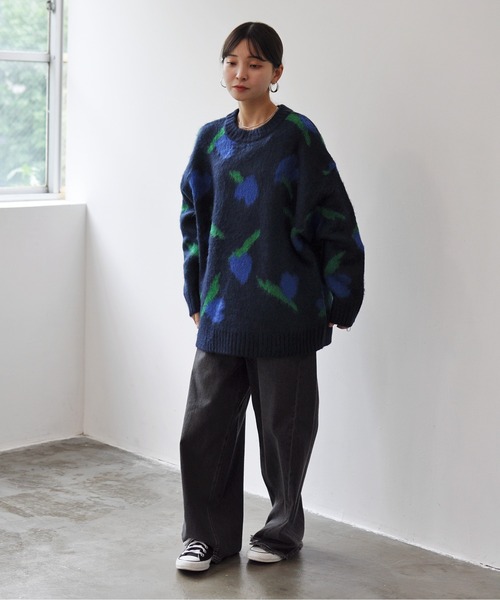 Meli rich(メリーリッチ)の「ニュアンスハート柄ジャガードニットプルオーバー(ニット/セーター・レディース・ネイビー/ライトベージュ/オフホワイト・MEDIUM)」の14枚目の写真