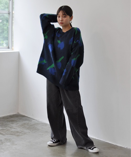 Meli rich(メリーリッチ)の「ニュアンスハート柄ジャガードニットプルオーバー(ニット/セーター・レディース・ネイビー/ライトベージュ/オフホワイト・MEDIUM)」の18枚目の写真