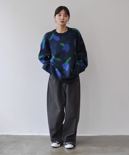 Meli rich(メリーリッチ)の「ニュアンスハート柄ジャガードニットプルオーバー(ニット/セーター・レディース・ネイビー/ライトベージュ/オフホワイト・MEDIUM)」の21枚目の写真