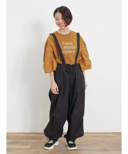 Samansa Mos2（サマンサ モスモス）の「袖ティアードTシャツ（Tシャツ/カットソー・レディース・チャコールグレー/オフホワイト/パープル/マスタード・F）」の14枚目の写真
