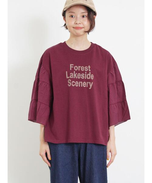 Samansa Mos2（サマンサ モスモス）の「袖ティアードTシャツ（Tシャツ/カットソー・レディース・チャコールグレー/オフホワイト/パープル/マスタード・F）」の20枚目の写真
