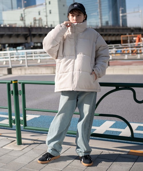 【S】 JEANS コーデュロイパデッドジャケット ダウン　ネイビー セール】WEGO/コーデュロイパデッドブルゾン（ダウンジャケット/コート