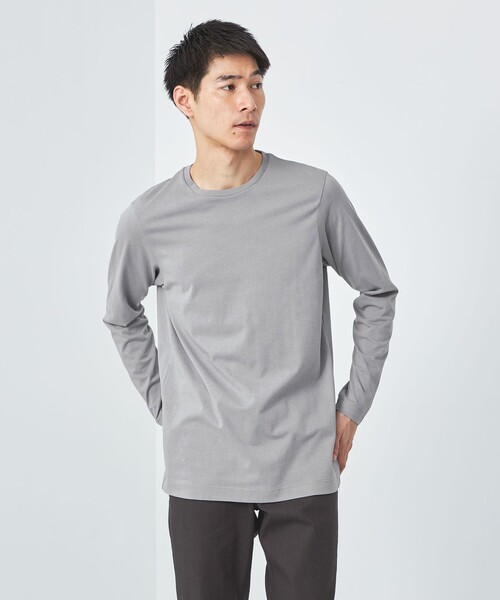 green label relaxing（グリーンレーベルリラクシング）の「スパニッシュピマ ミックス クルーネック Tシャツ（Tシャツ/カットソー・メンズ・ブラック/グレー/ネイビー/ホワイト・XL/L/XXL/M/S）」の4枚目の写真