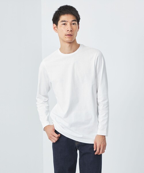 green label relaxing（グリーンレーベルリラクシング）の「スパニッシュピマ ミックス クルーネック Tシャツ（Tシャツ/カットソー・メンズ・ブラック/グレー/ネイビー/ホワイト・XL/L/XXL/M/S）」の2枚目の写真