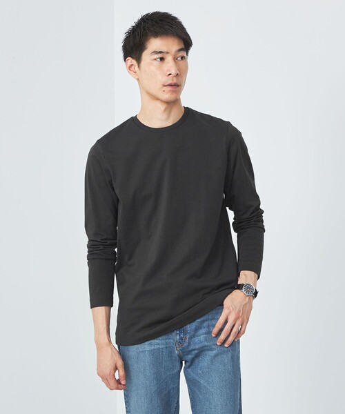 green label relaxing（グリーンレーベルリラクシング）の「スパニッシュピマ ミックス クルーネック Tシャツ（Tシャツ/カットソー・メンズ・ブラック/グレー/ネイビー/ホワイト・XL/L/XXL/M/S）」の3枚目の写真