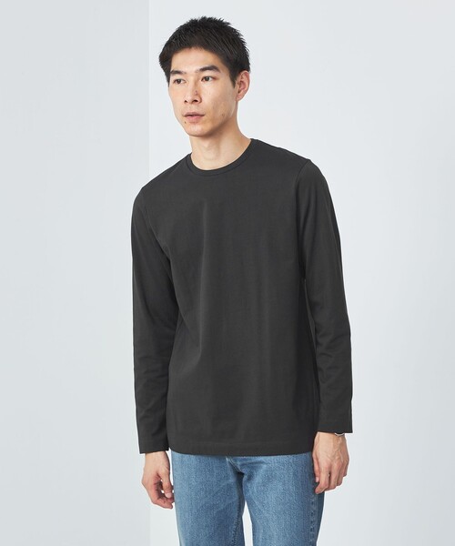 green label relaxing（グリーンレーベルリラクシング）の「スパニッシュピマ ミックス クルーネック Tシャツ（Tシャツ/カットソー・メンズ・ブラック/グレー/ネイビー/ホワイト・XL/L/XXL/M/S）」の9枚目の写真
